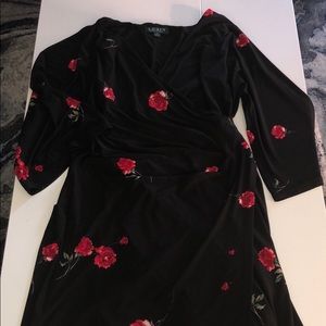 Beautiful Black Dress with Red Roses